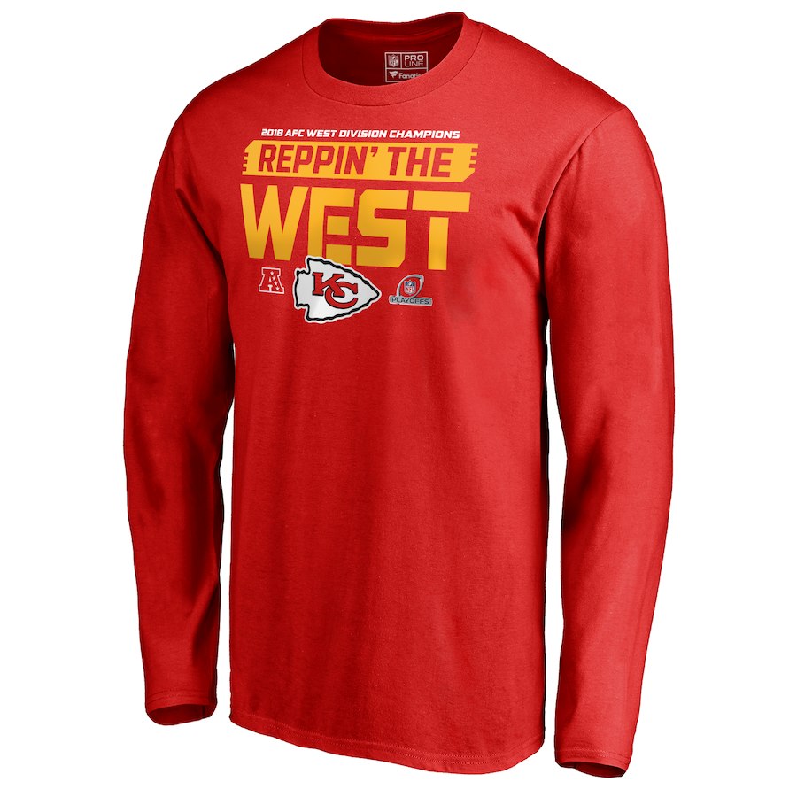 Chiefs Red 2018 NFL Playoffs Reppin' The West Men's Long Sleeve T-Shirt
