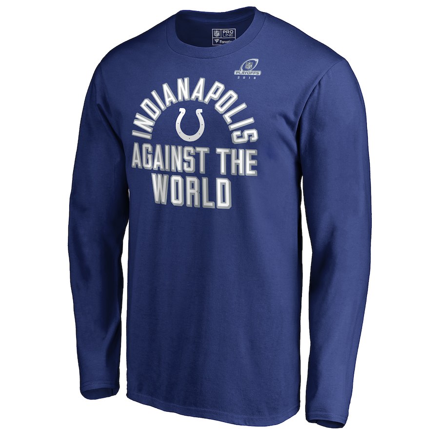 Colts Blue 2018 NFL Playoffs Against The World Men's Long Sleeve T-Shirt