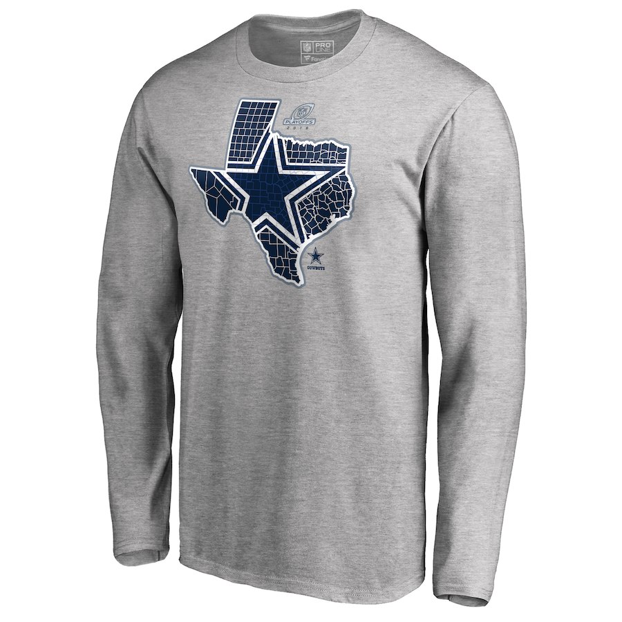 Cowboys Gray 2018 NFL Playoffs Men's Long Sleeve T-Shirt