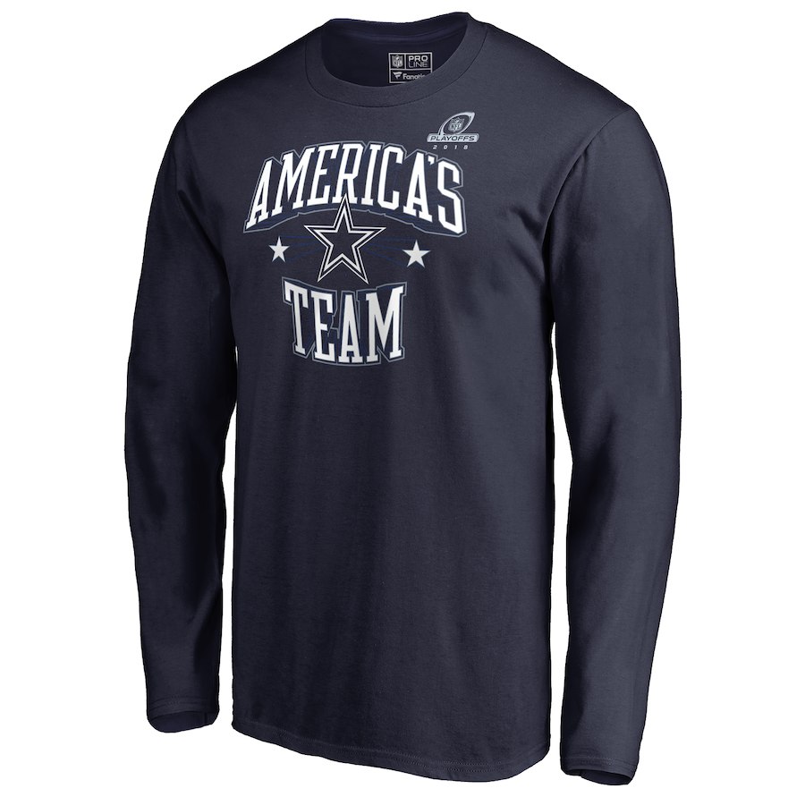 Cowboys Navy 2018 NFL Playoffs America's Team Men's Long Sleeve T-Shirt