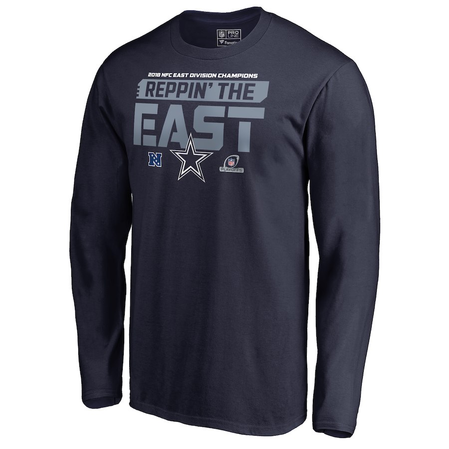 Cowboys Navy 2018 NFL Playoffs Reppin' The East Men's Long Sleeve T-Shirt
