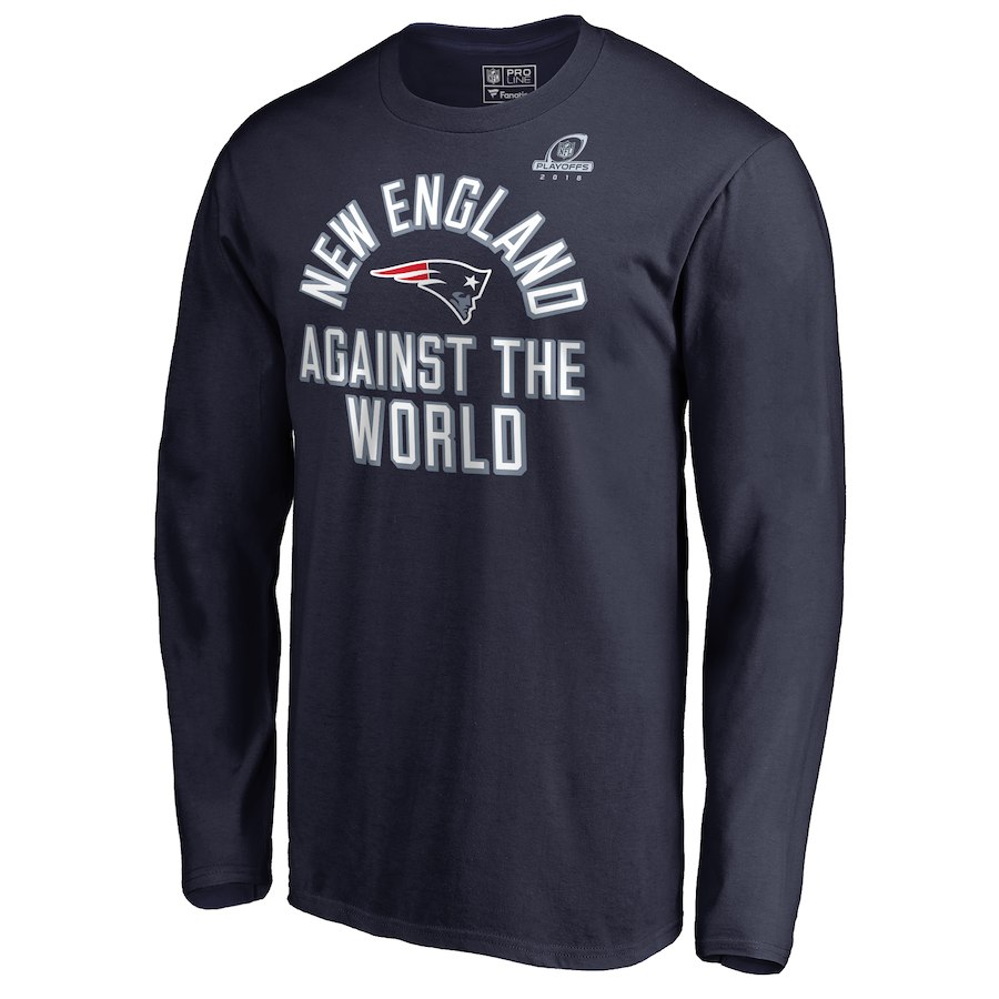 Patriots Navy 2018 NFL Playoffs Against The World Men's Long Sleeve T-Shirt