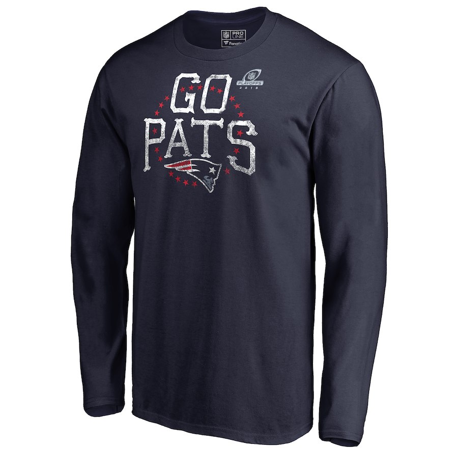 Patriots Navy 2018 NFL Playoffs Go Pats Men's Long Sleeve T-Shirt