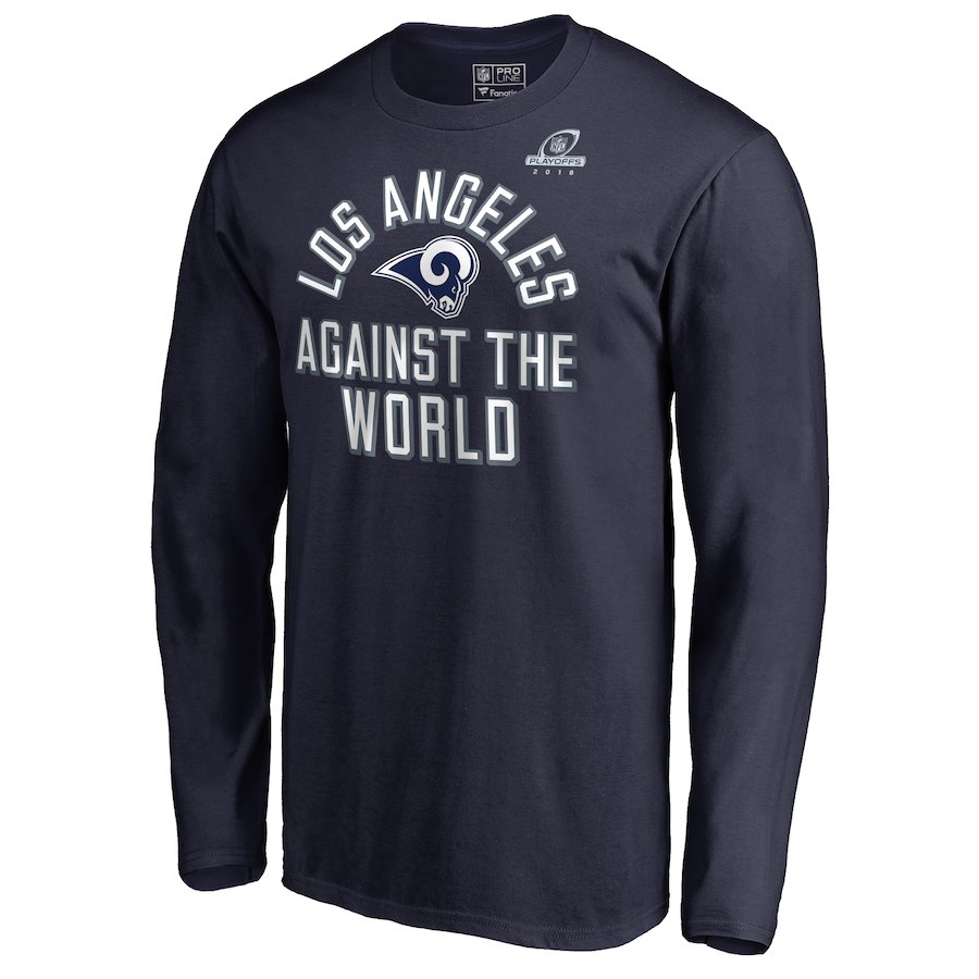 Rams Navy 2018 NFL Playoffs Against The World Men's Long Sleeve T-Shirt