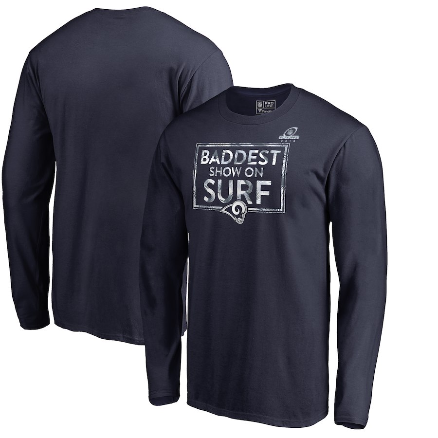 Rams Navy 2018 NFL Playoffs Baddest Show On Surf Men's Long Sleeve T-Shirt