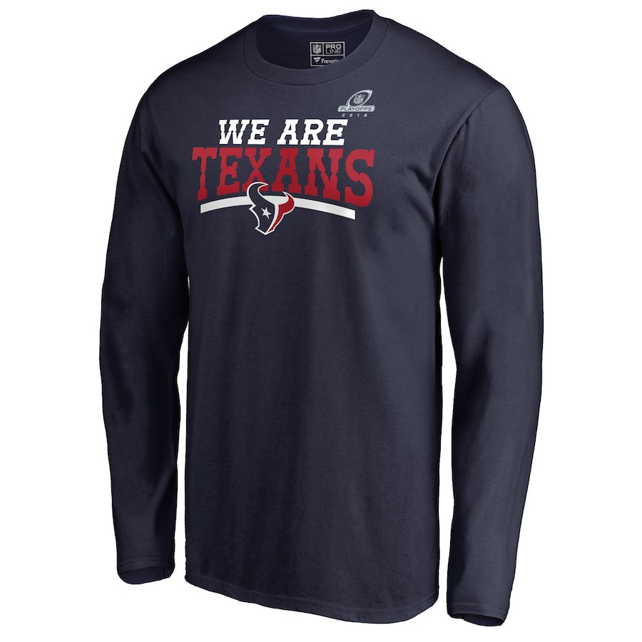 Texans Navy 2018 NFL Playoffs We Are Texans Men's Long Sleeve T-Shirt