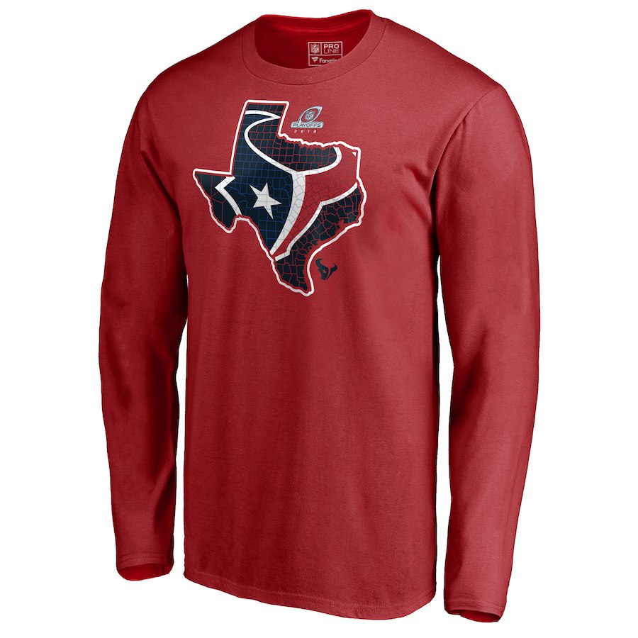 Texans Red 2018 NFL Playoffs Men's Long Sleeve T-Shirt