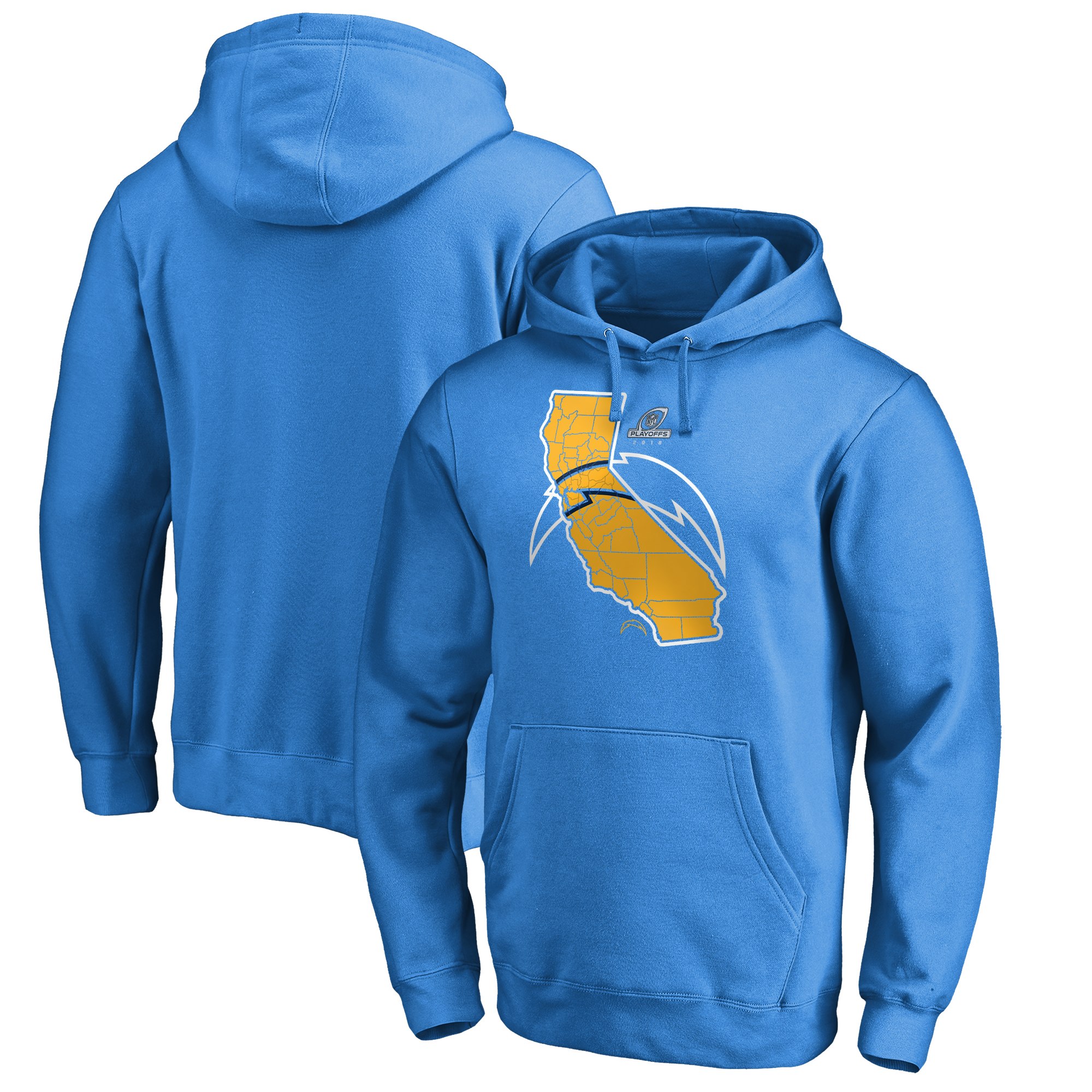 Chargers Light Blue 2018 NFL Playoffs Men's Pullover Hoodie