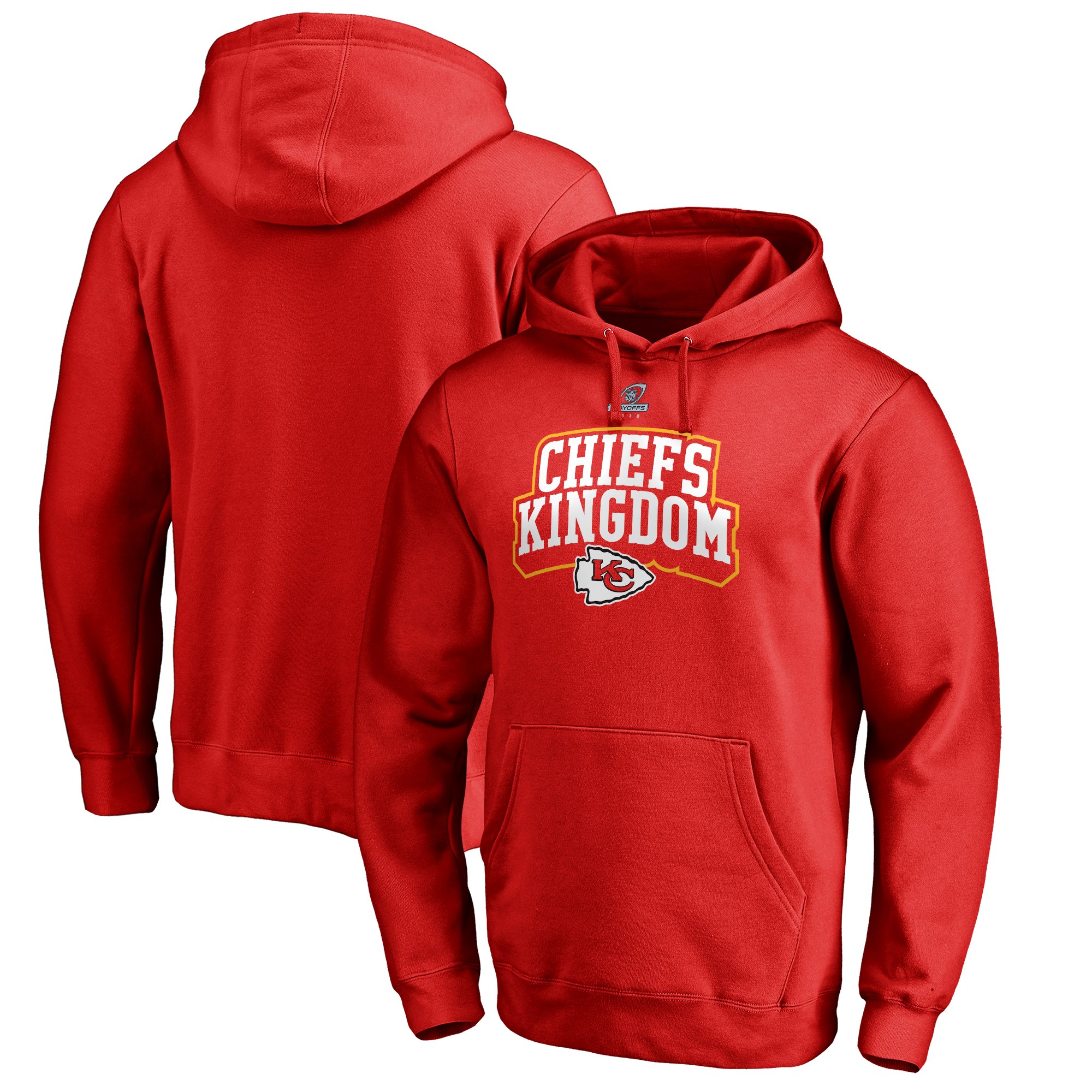Chiefs Red 2018 NFL Playoffs Chiefs Kingdom Men's Pullover Hoodie - Click Image to Close