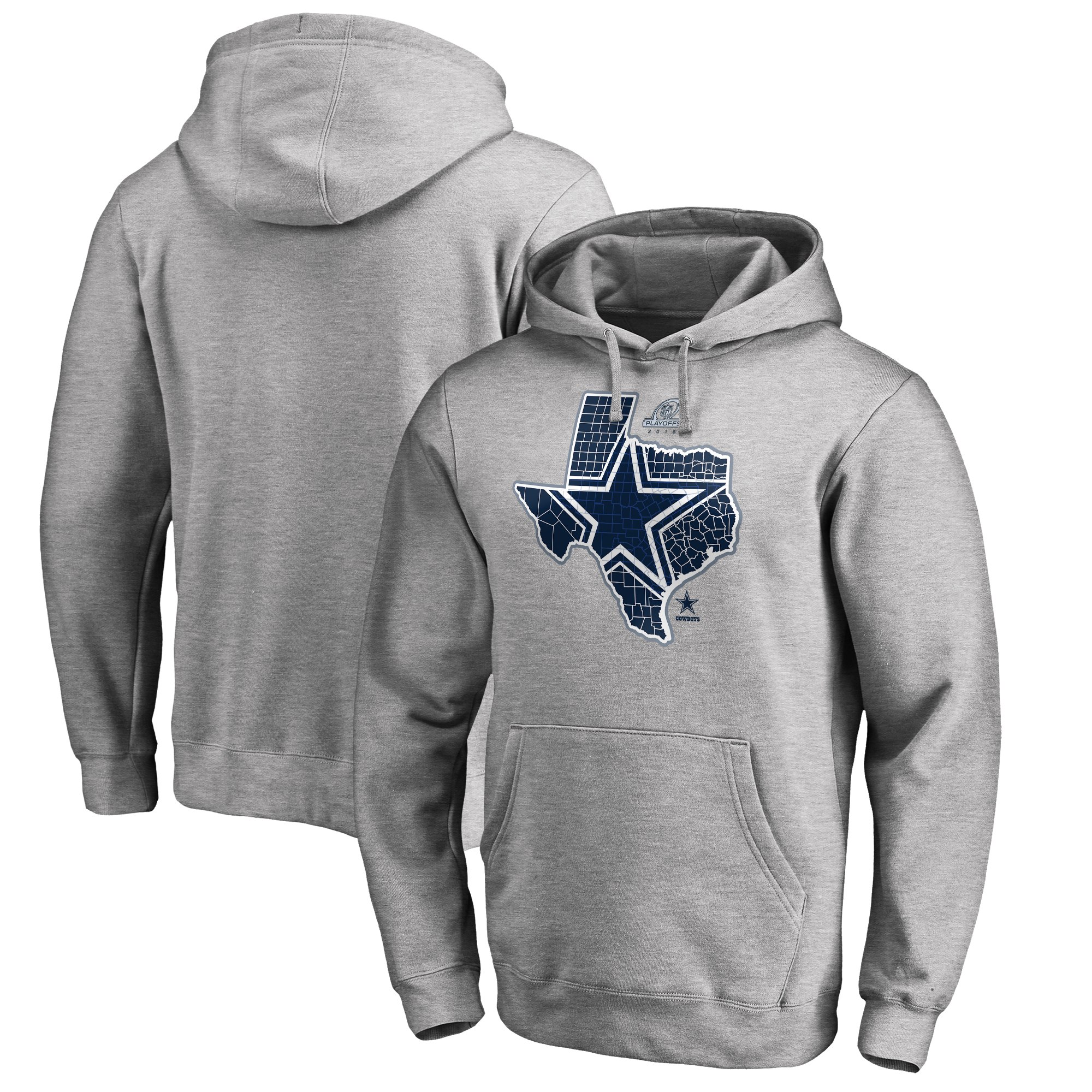Cowboys Gray 2018 NFL Playoffs Men's Pullover Hoodie