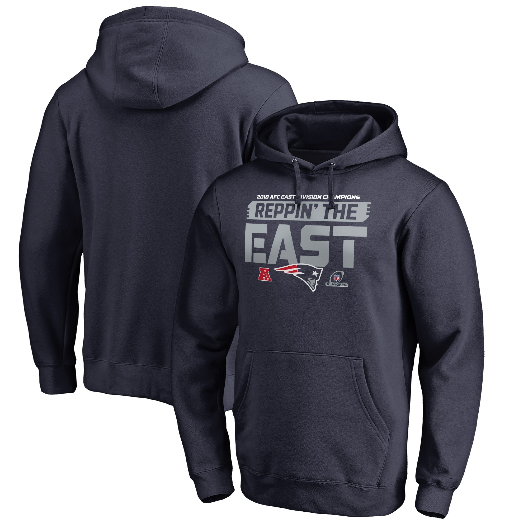 Patriots Navy 2018 NFL Playoffs Reppin' The East Men's Pullover Hoodie