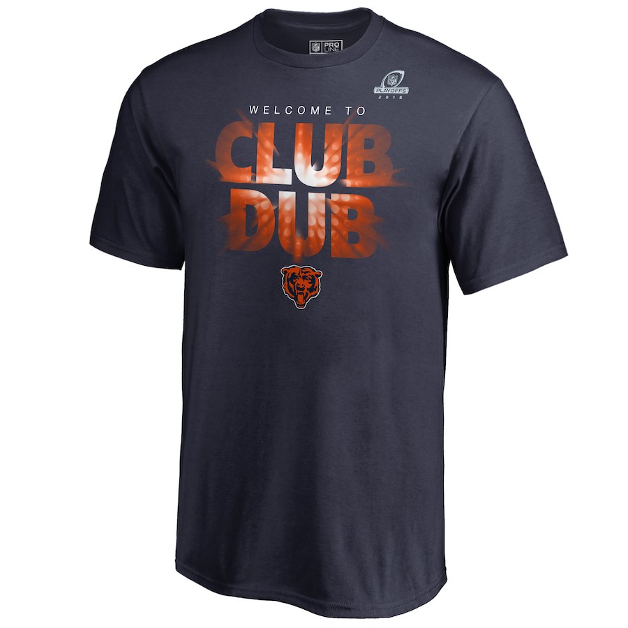 Bears Navy 2018 NFL Playoffs Club Dub Men's T-Shirt - Click Image to Close