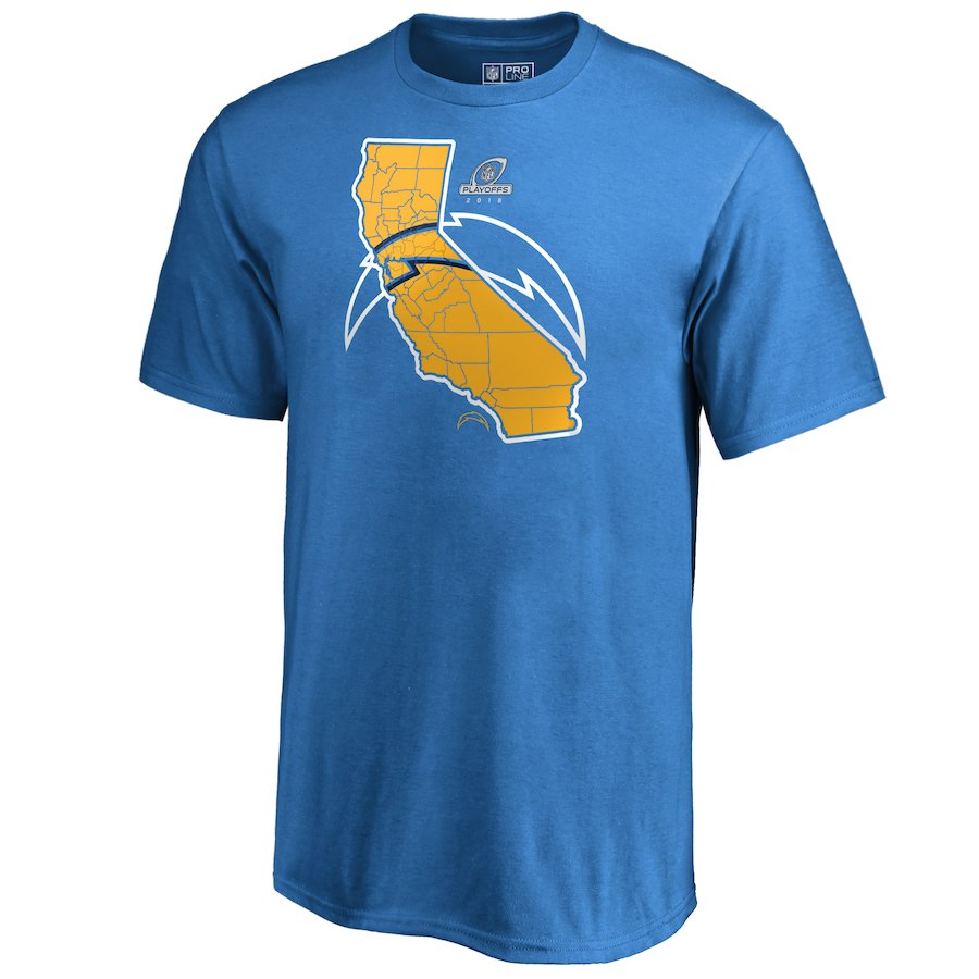 Chargers Light Blue 2018 NFL Playoffs Men's T-Shirt - Click Image to Close