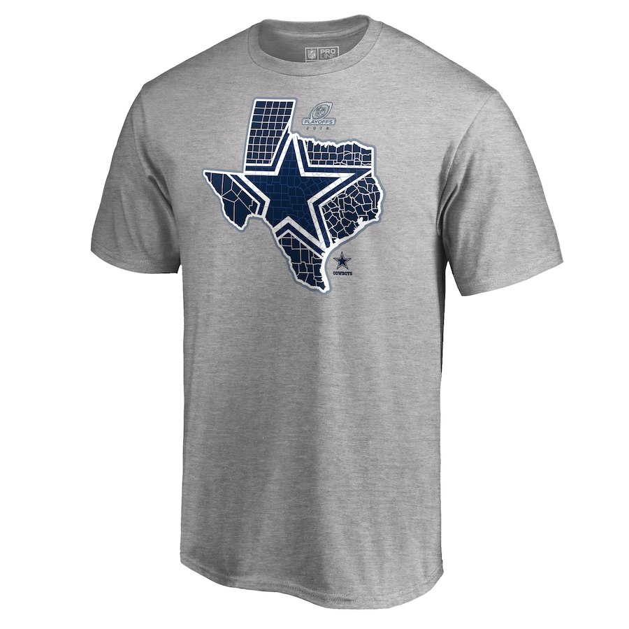Cowboys Gray 2018 NFL Playoffs Men's T-Shirt - Click Image to Close