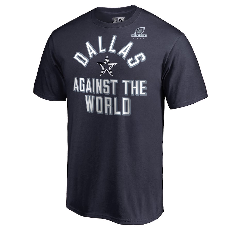 Cowboys Navy 2018 NFL Playoffs Against The World Men's T-Shirt - Click Image to Close