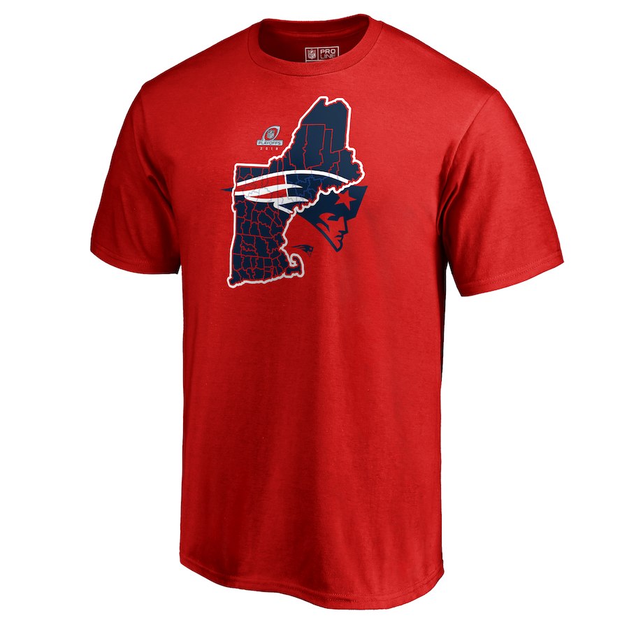 Patriots Red 2018 NFL Playoffs Men's T-Shirt - Click Image to Close