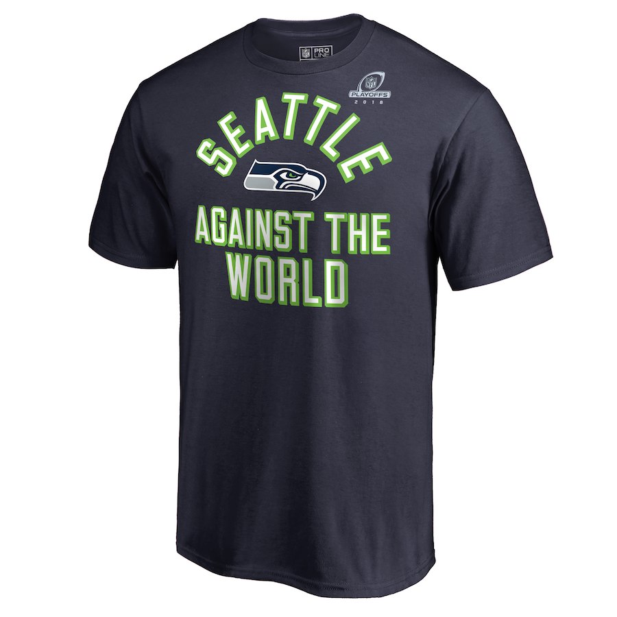 Seahawks Navy 2018 NFL Playoffs Against The World Men's T-Shirt