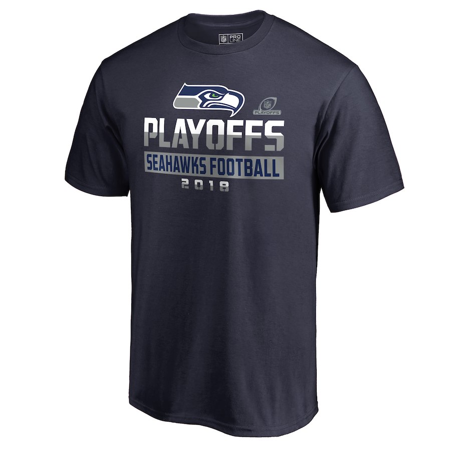 Seahawks Navy 2018 NFL Playoffs Seahawks Football 2018 Men's T-Shirt - Click Image to Close