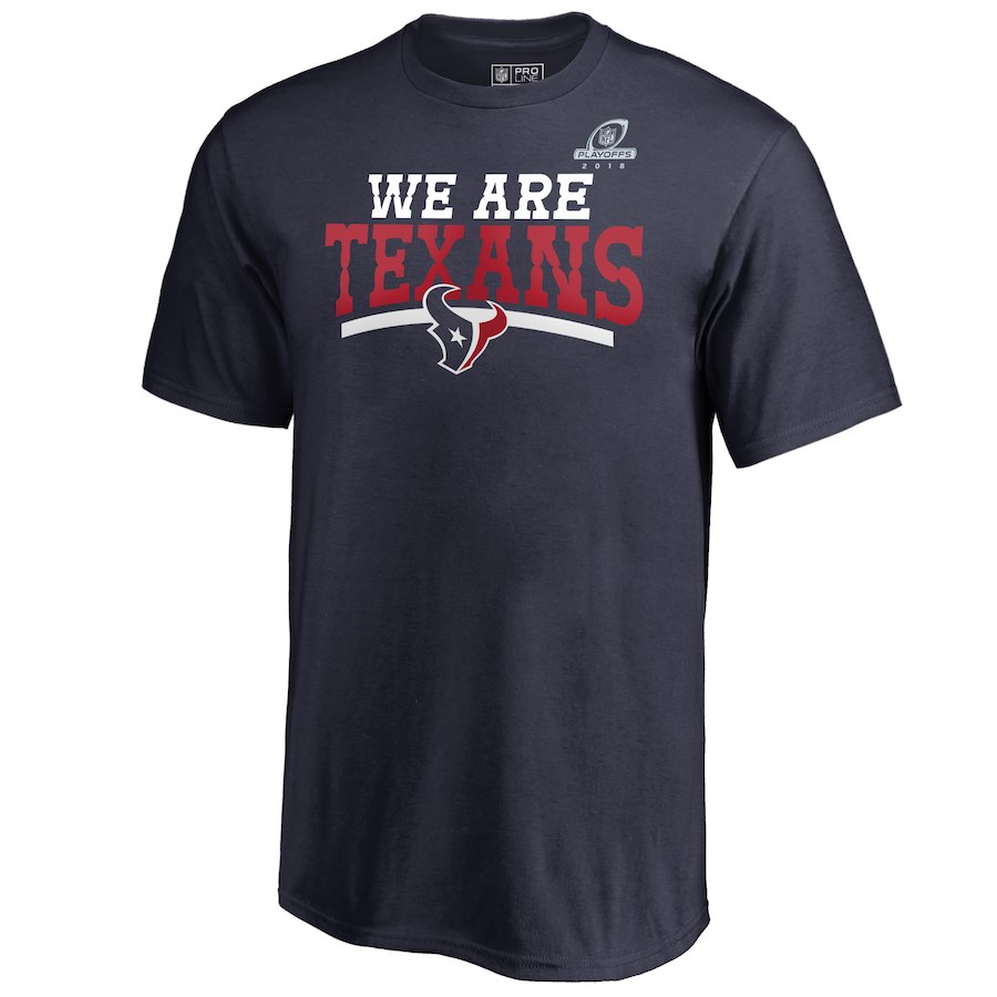 Texans Navy 2018 NFL Playoffs We Are Texans Men's T-Shirt - Click Image to Close