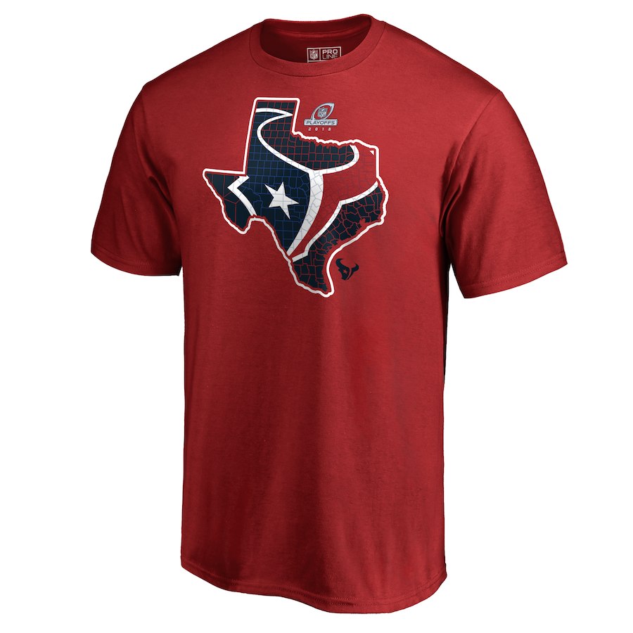 Texans Red 2018 NFL Playoffs Men's T-Shirt - Click Image to Close