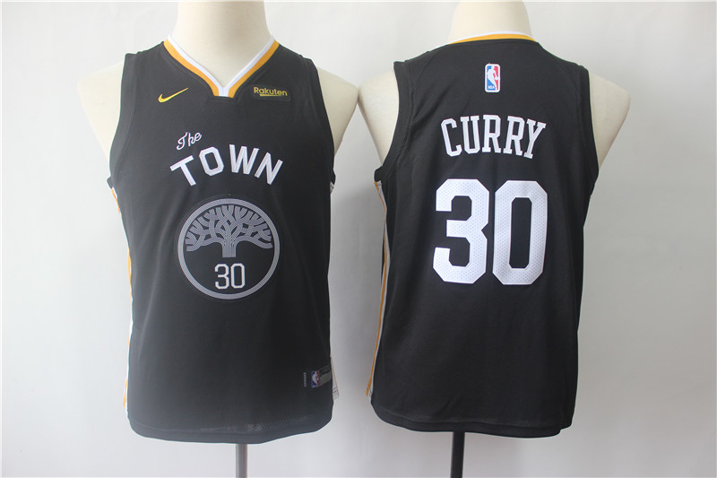 Warriors 30 Stephen Curry Black Youth Statement Edition Nike Swingman Jersey