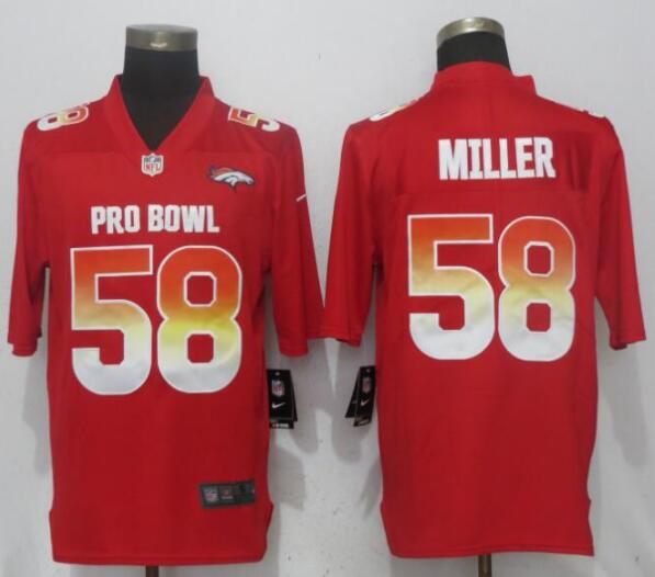 Nike AFC Broncos 58 Von Miller Red 2019 Pro Bowl Limited Jersey