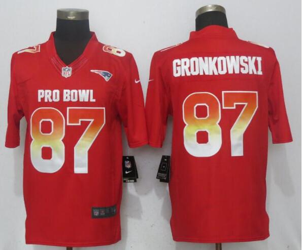 Nike AFC Patriots 87 Rob Gronkowski Red 2019 Pro Bowl Limited Jersey