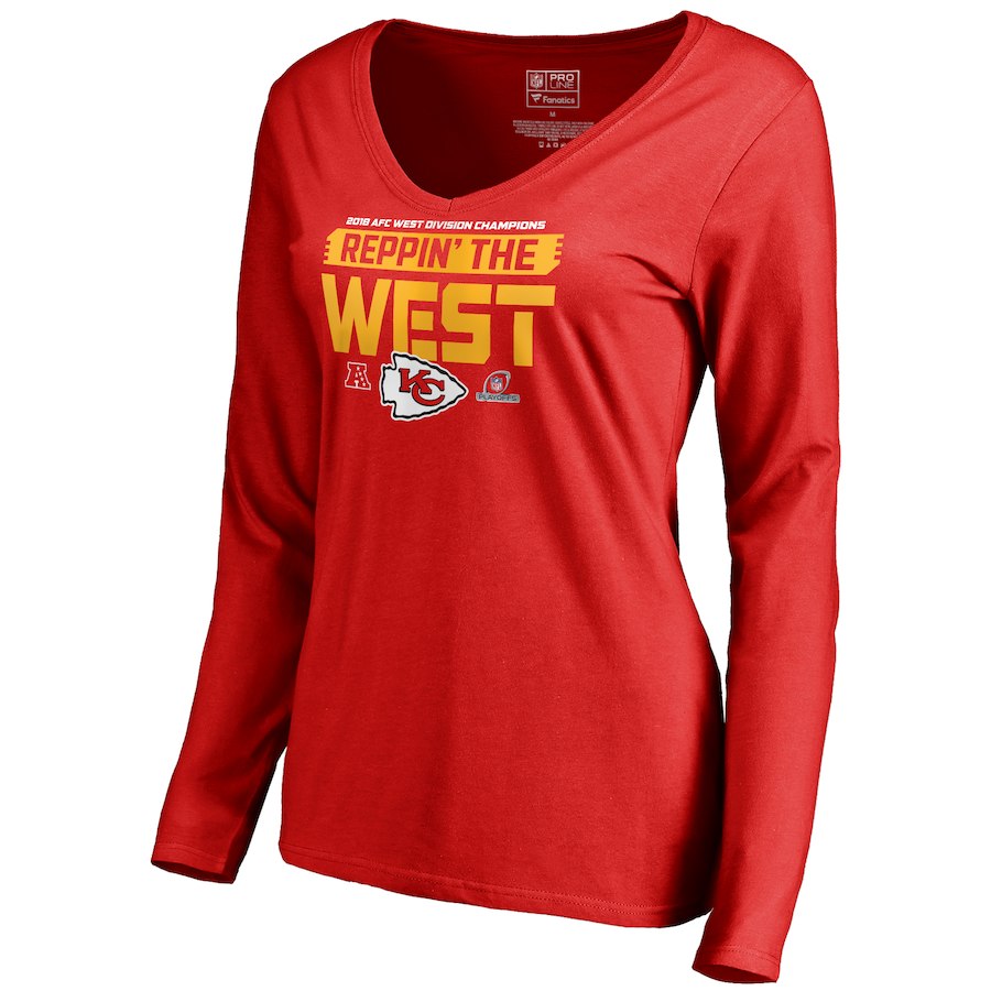 Chiefs Red Women's Long Sleeve 2018 NFL Playoffs Reppin' The West T-Shirt