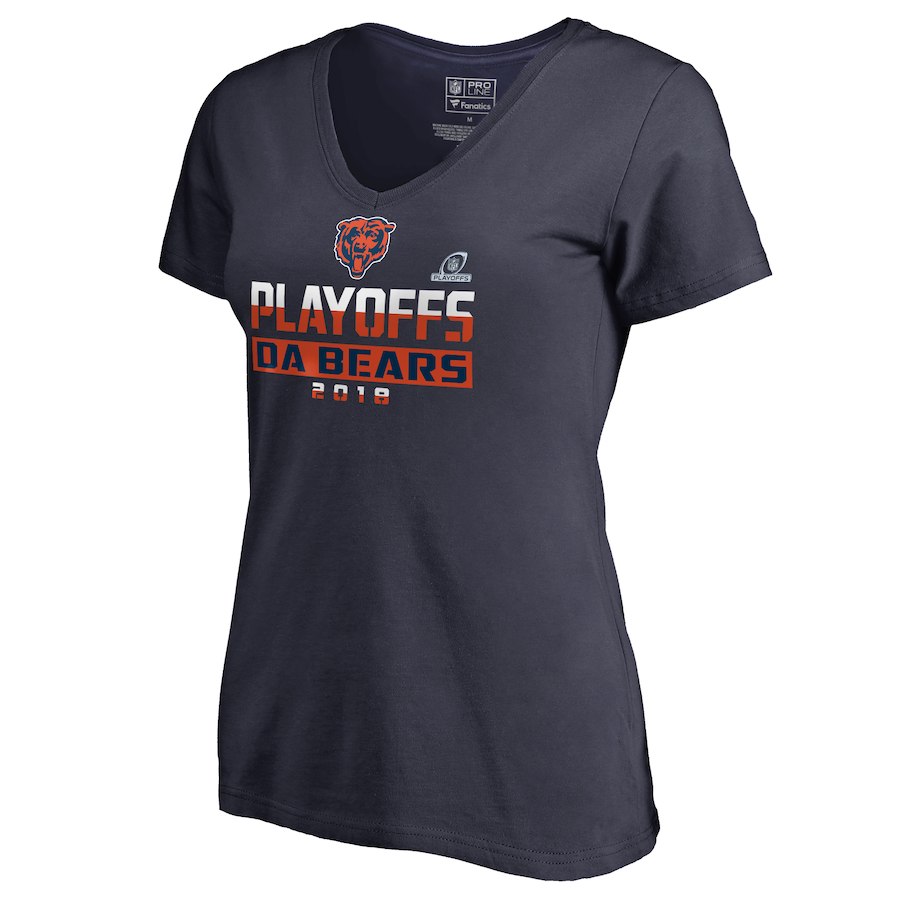 Bears Navy Women's 2018 NFL Playoffs DA Bears T-Shirt - Click Image to Close