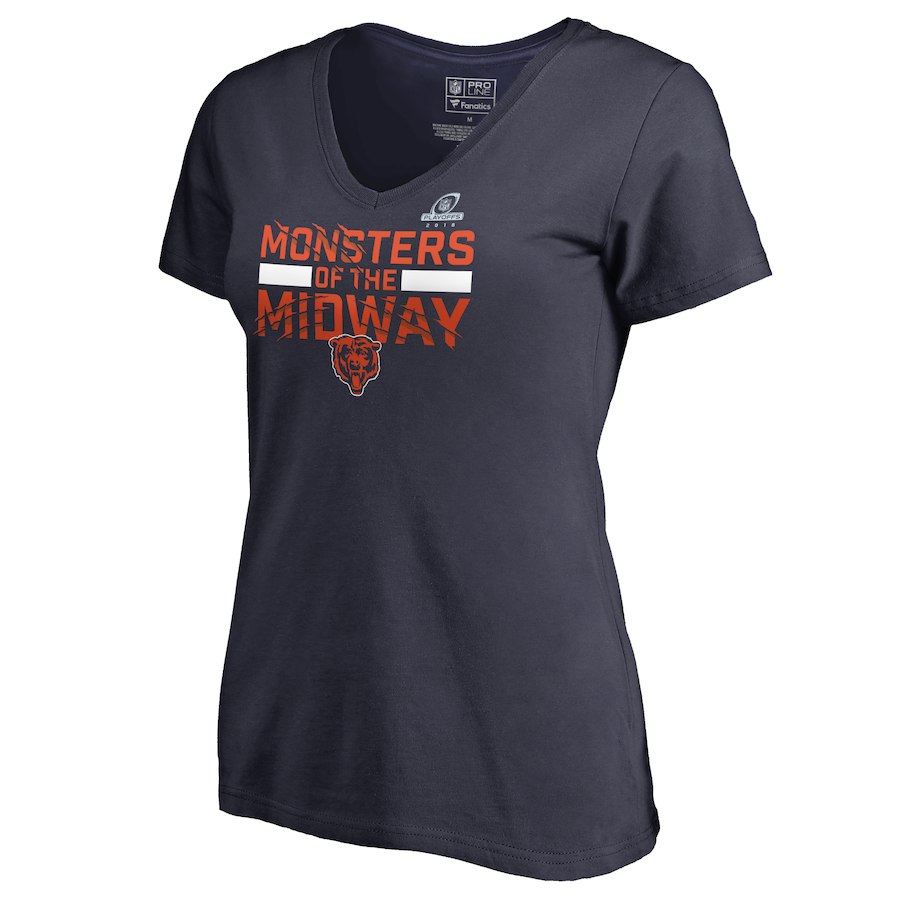 Bears Navy Women's 2018 NFL Playoffs Monsters Of The Midway T-Shirt