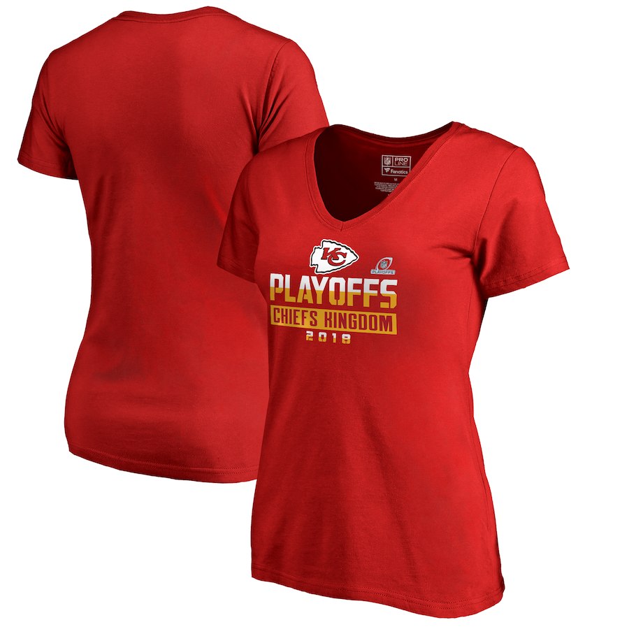 Chiefs Red Women's 2018 NFL Playoffs Chiefs Kingdom T-Shirt - Click Image to Close