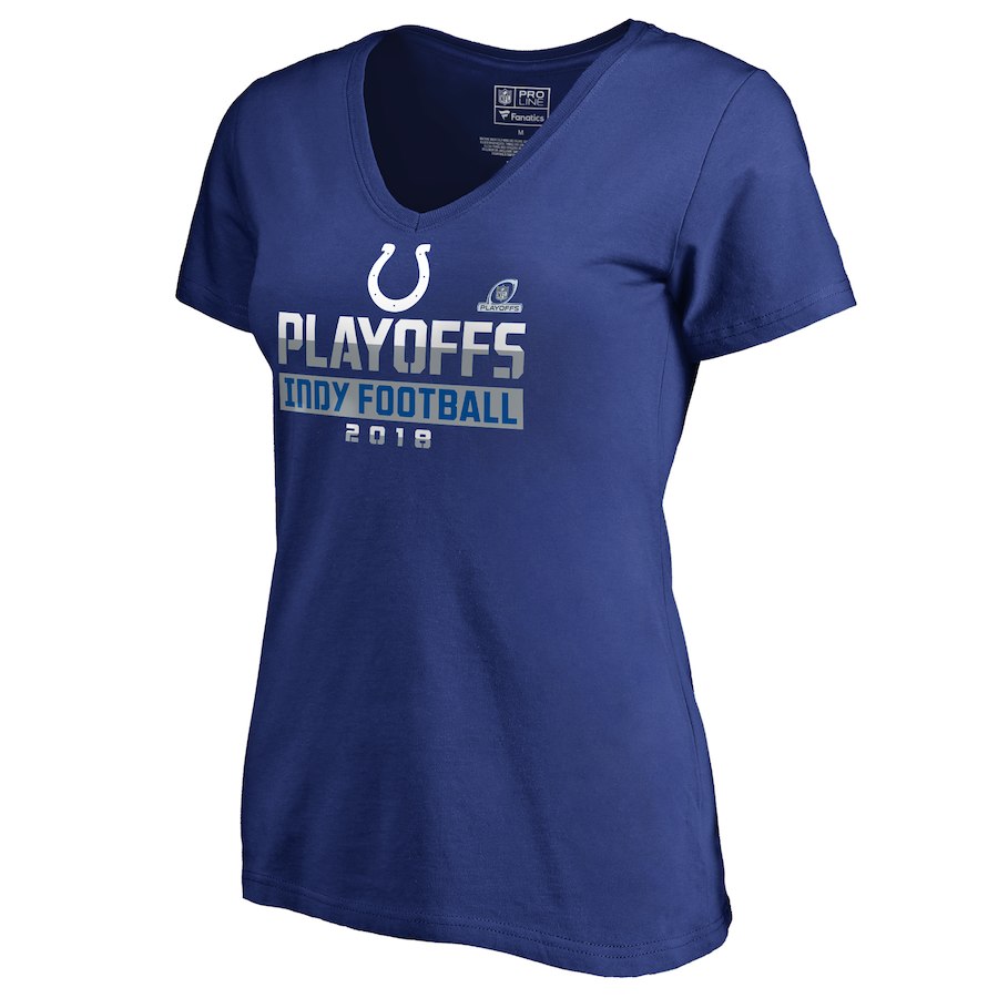 Colts Blue Women's 2018 NFL Playoffs Indy Football T-Shirt