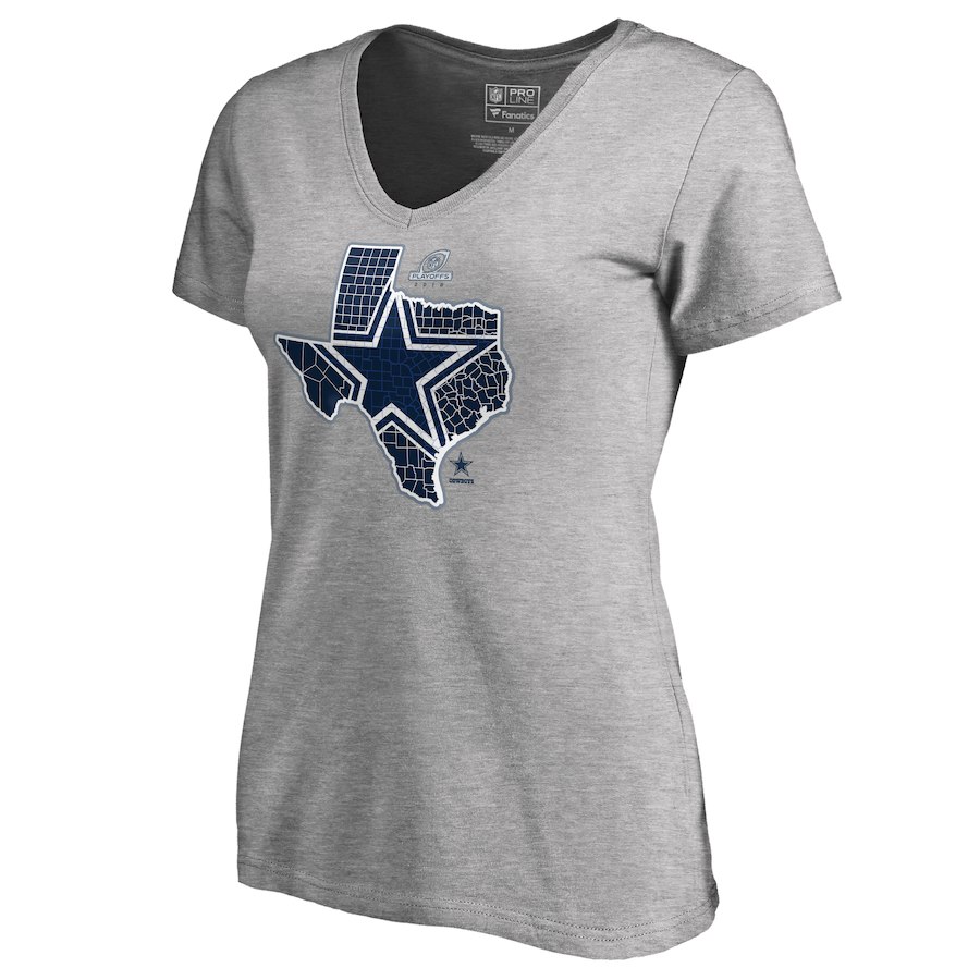 Cowboys Gray Women's 2018 NFL Playoffs T-Shirt