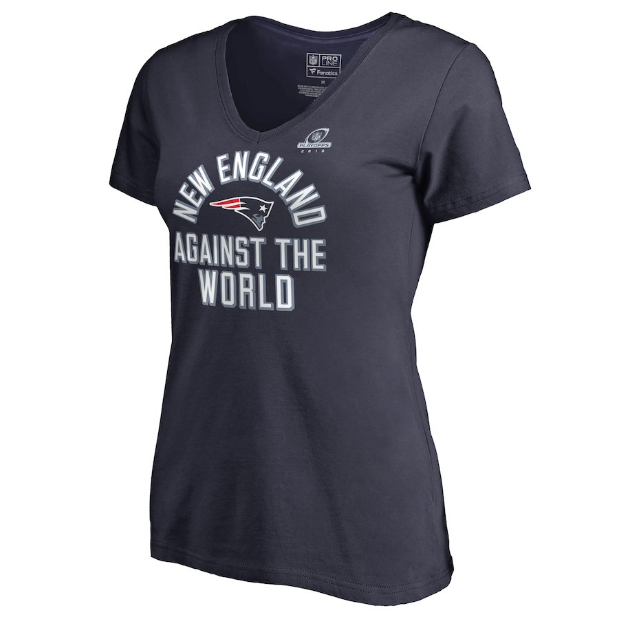 Patriots Navy Women's 2018 NFL Playoffs Against The World T-Shirt