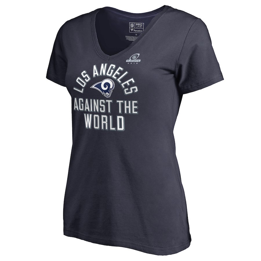 Rams Navy Women's 2018 NFL Playoffs Against The World T-Shirt
