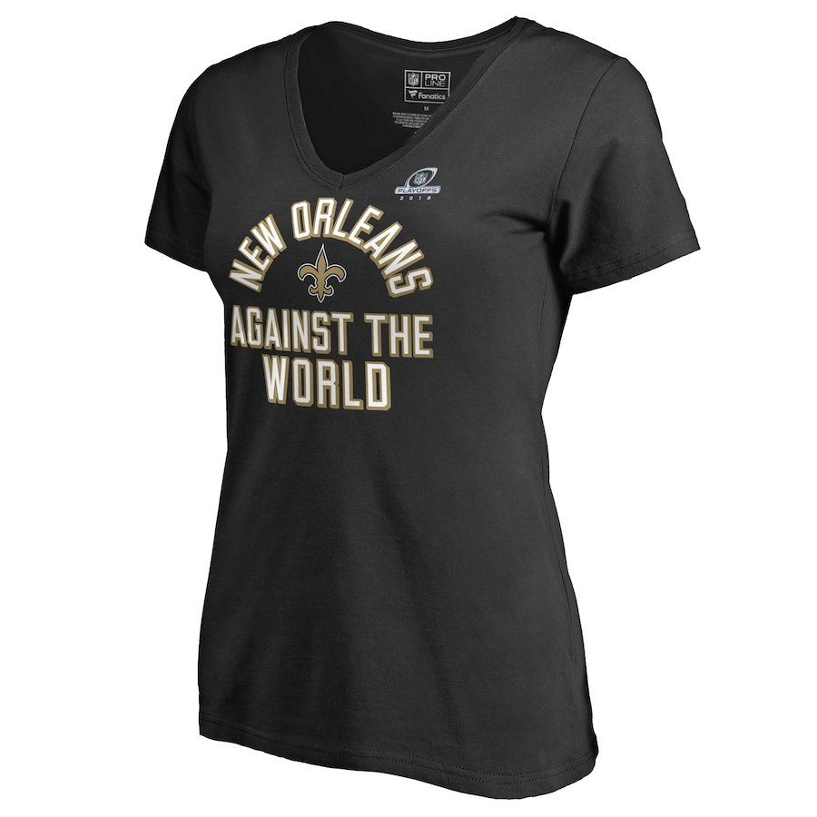Saints Black Women's 2018 NFL Playoffs Against The World T-Shirt
