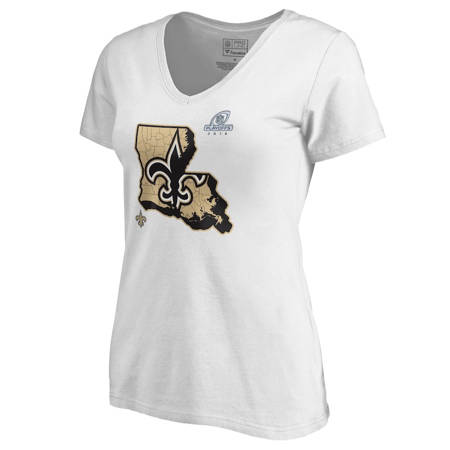Saints White Women's 2018 NFL Playoffs T-Shirt - Click Image to Close