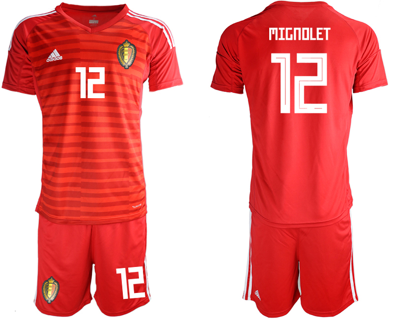 Belgium 12 MIGNOLET Red 2018 FIFA World Cup Goalkeeper Soccer Jersey - Click Image to Close