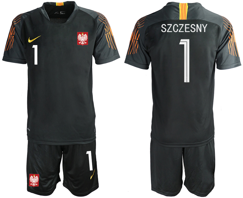 Poland 1 SZCZESNY Black 2018 FIFA World Cup Goalkeeper Soccer Jersey - Click Image to Close