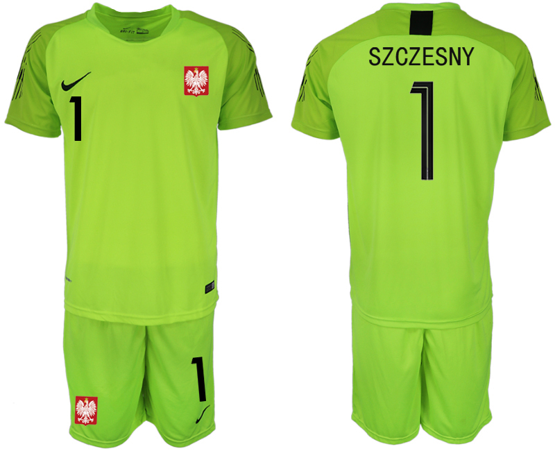Poland 1 SZCZESNY Fluorescent Green 2018 FIFA World Cup Goalkeeper Soccer Jersey - Click Image to Close