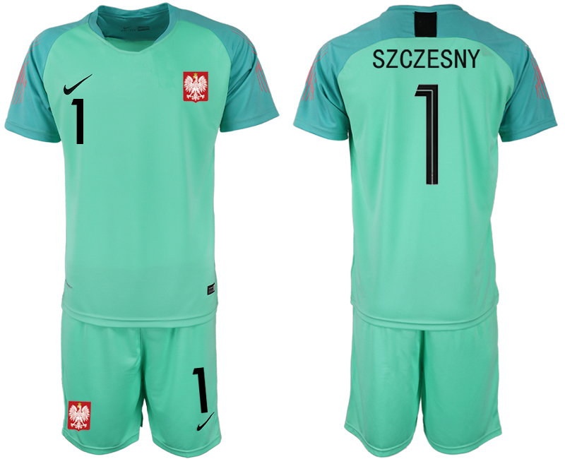 Poland 1 SZCZESNY Green 2018 FIFA World Cup Goalkeeper Soccer Jersey - Click Image to Close