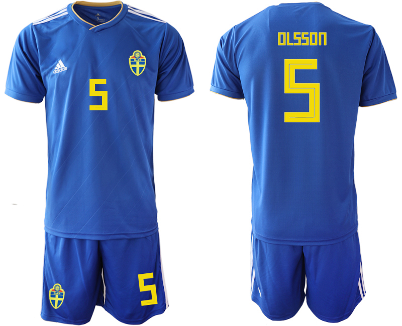 Sweden 5 OLSSON Away 2018 FIFA World Cup Soccer Jersey
