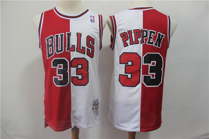 Bulls 33 Scottie Pippen Red White Split 1997-98 Hardwood Classics Jersey