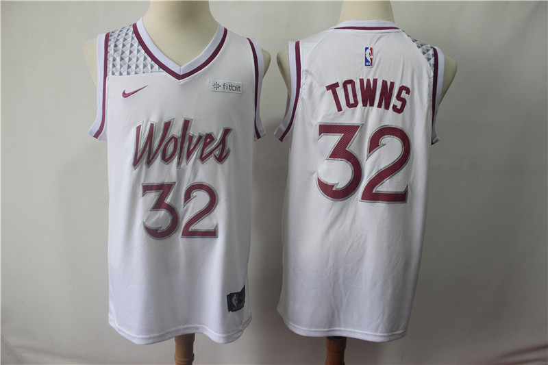Timberwolves 32 Karl-Anthony Towns White 2018-19 Earned Edition Nike Swingman Jersey