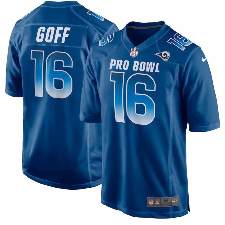Nike NFC Rams 16 Jared Goff Royal 2019 Game Jersey