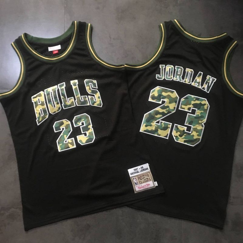 Bulls 23 Michael Jordan Black Camo 1997-98 Hardwood Classics Jersey