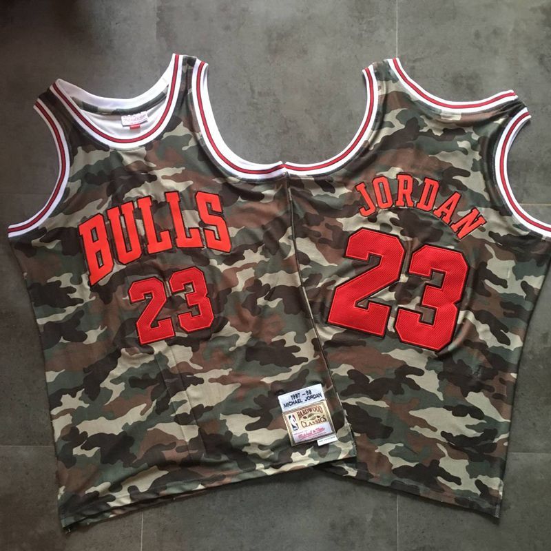 Bulls 23 Michael Jordan Camo 1997-98 Hardwood Classics Jersey - Click Image to Close