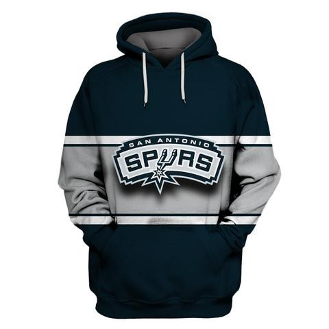 Spurs Black All Stitched Hooded Sweatshirt