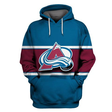 Avalanche Blue All Stitched Hooded Sweatshirt - Click Image to Close