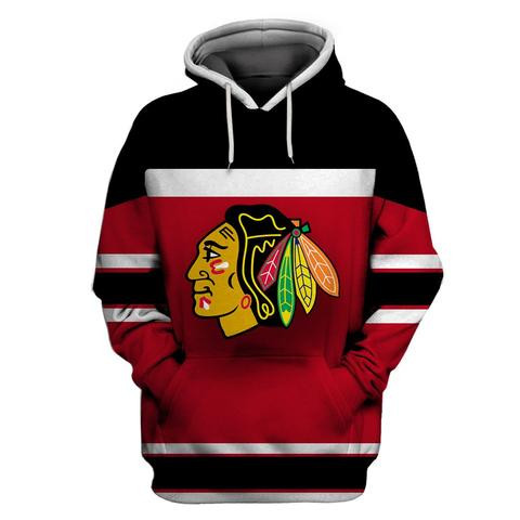 Blackhawks Red Black All Stitched Hooded Sweatshirt - Click Image to Close
